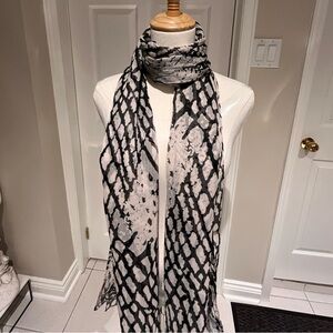Scarf lightweight chiffon like fabric. Black and white colour measurements are